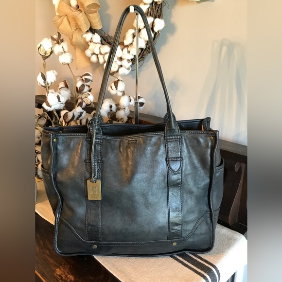 Frye Campus Dakota Leather Marbled Black Tote Shopper Shoulder Bag $378 - Picture 10 of 15